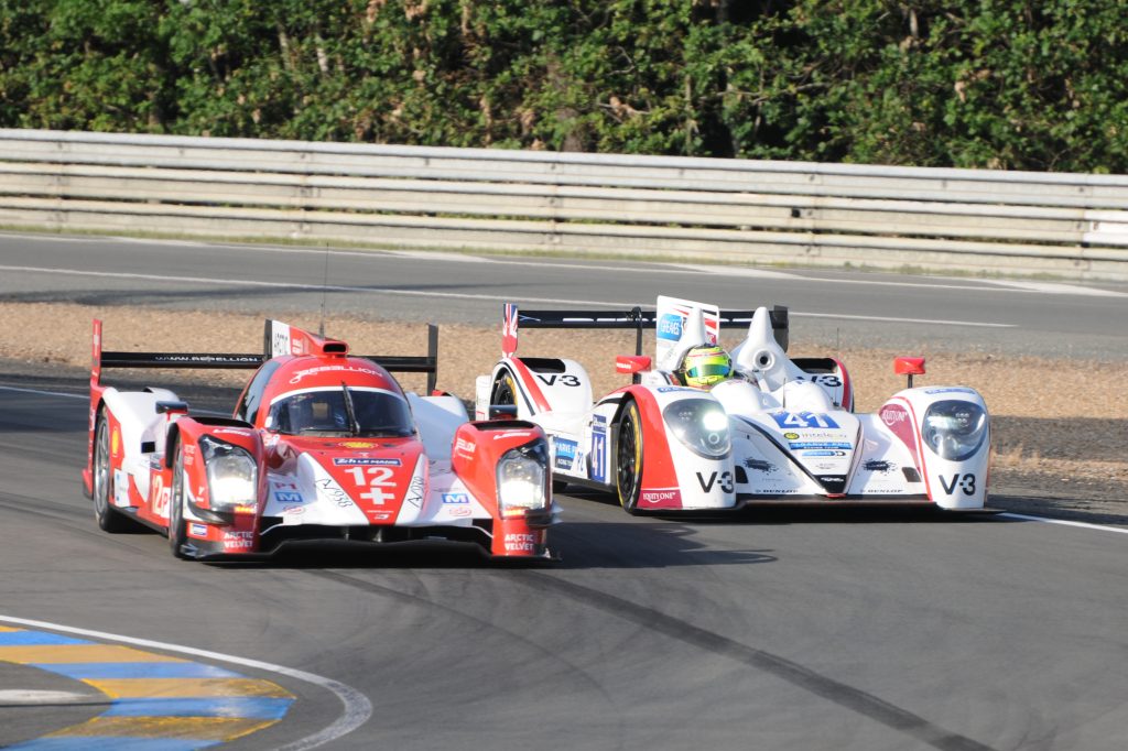 Rebellion R-One du Rebellion Racing lors des essais des 24 Heures du Mans 2014